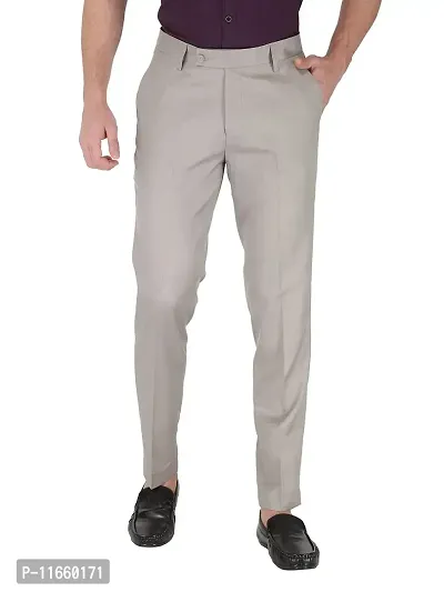 CHARLIE CARLOS Men's Slim Fit Formal Trousers (Polyester Viscose Blend,30) Grey