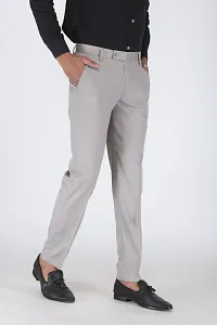 Stylish Grey Viscose Rayon Solid Formal Trousers For Men-thumb3