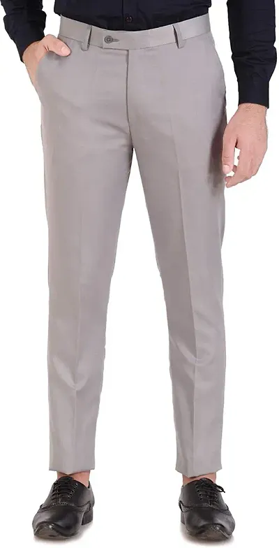 Stylish Viscose Rayon Solid Formal Trousers For Men