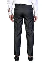 CHARLIE CARLOS Men's Regular Fit Formal Trousers/Pants (Polyester Viscose Blend,36) Black-thumb1
