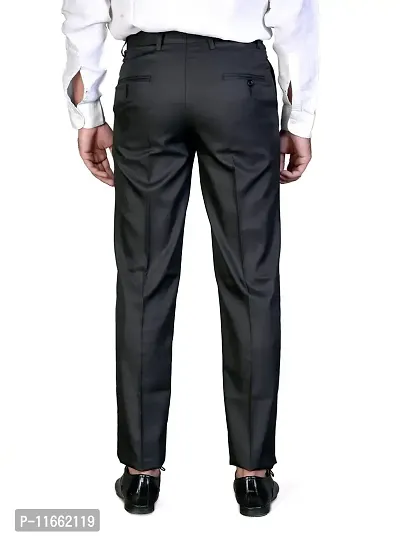 CHARLIE CARLOS Men's Regular Fit Formal Trousers/Pants (Polyester Viscose Blend,36) Black-thumb2