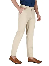 CHARLIE CARLOS Men's Slim Fit Formal Trousers (Polyester Viscose Blend,30) Beige-thumb3