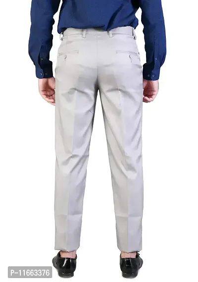 CHARLIE CARLOS Men's Regular Fit Formal Trousers/Pants (Polyester Viscose Blend,36) Light Grey-thumb2