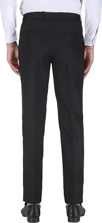 Stylish Black Cotton Blend Solid Formal Trousers For Men-thumb1