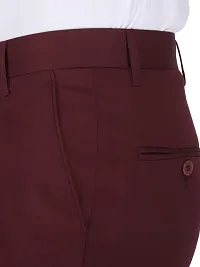 Stylish Maroon Polycotton Solid Formal Trousers For Men-thumb3