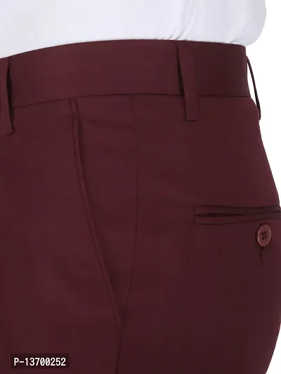 Stylish Maroon Polycotton Solid Formal Trousers For Men-thumb4