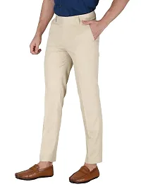 CHARLIE CARLOS Men's Slim Fit Formal Trousers (Polyester Viscose Blend,30) Beige-thumb2