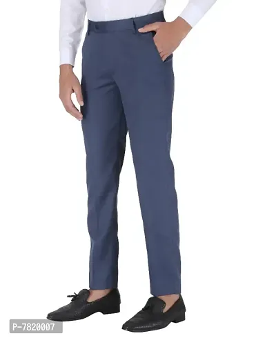 CHARLIE CARLOS Blue Formal Trouser Pant For Men-thumb3