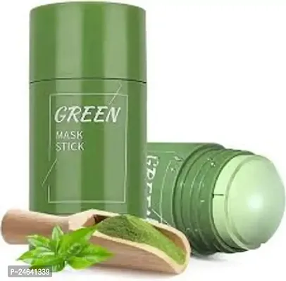 Green Mask Stick, Green Tea Purifying Clay Stick Mask, Detoxing Toning Face Mask Stick, Facial Oil Control, Deep Cleansing Pores Improving Skin, Suitable For All Skin Types 40 Gm-thumb0