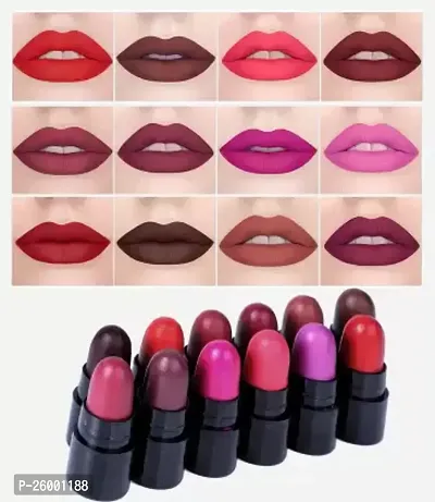 Sunisa Popular Mini Matte Travel Combo Lipstick Pack Of 12 Multicolour-thumb0