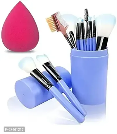 Makeup Brush Set - 12 Pcs Makeup Brushes With 1 Pink Beauty Blender Puff-thumb0