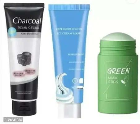 Combo Pack Of The Charcoal Mask, Salicylic Acid And Green Stick Mask 290 Ml-thumb0