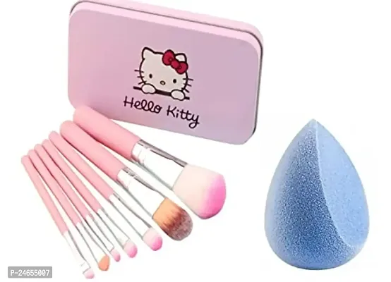 7 Makeup Brush With Storage Box And Makeup Sponge Powder Puff, Beauty Blender Face Color Pack of 1-thumb0