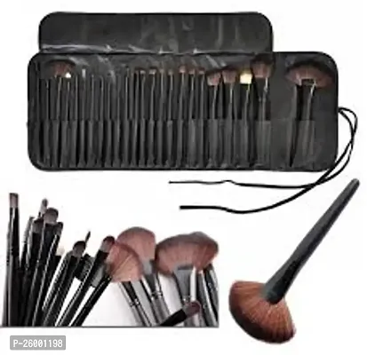 Professional 24 Piece Jet Black Make Up Brush Set-thumb0