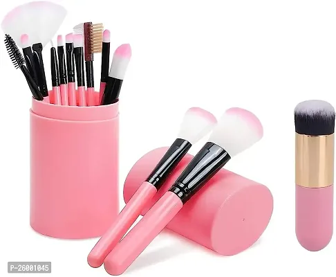 Makeup Brush Sets - 12 Pcs Pink With Foundation Brush-thumb0