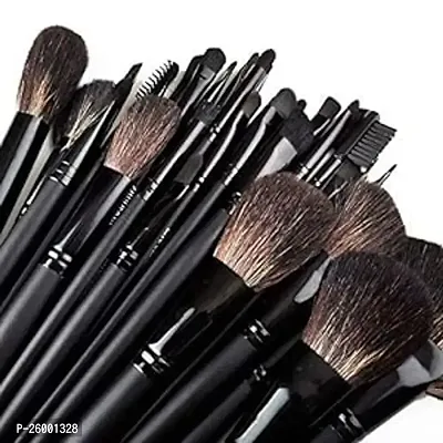 24 Piece Makeup Brush Set With Pu Leather Case Black-thumb0