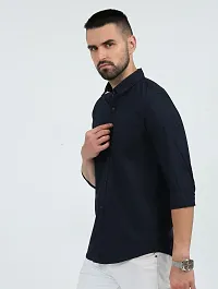 ROCKET SCIENCE Men Solid Casual Dark Blue Shirt-thumb2