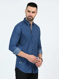 ROCKET SCIENCE Men Washed Casual Dark Blue Shirt-thumb2