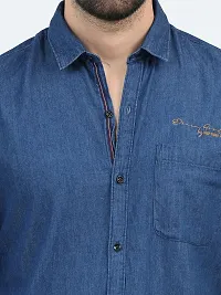 ROCKET SCIENCE Men Washed Casual Dark Blue Shirt-thumb3