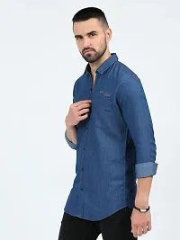 ROCKET SCIENCE Men Washed Casual Dark Blue Shirt-thumb4