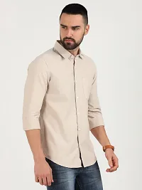 ROCKET SCIENCE Men Solid Casual Cream Shirt-thumb2