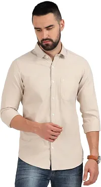 ROCKET SCIENCE Men Solid Casual Cream Shirt-thumb4