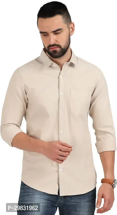 ROCKET SCIENCE Men Solid Casual Cream Shirt-thumb5