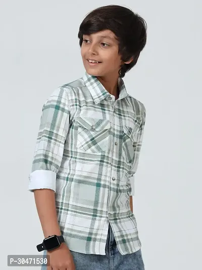 Stylish Multicoloured Cotton Checked Double Pocket Shirts For Boys-thumb4