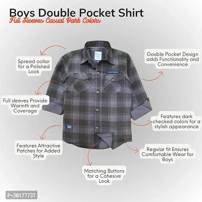 Stylish Multicoloured Cotton Checked Shirt For Boys-thumb3