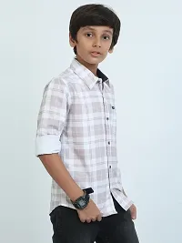 Stylish Multicoloured Cotton Checked Shirt For Boys-thumb1