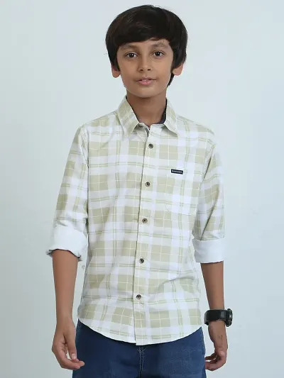 Aadab Attractive Stylish Beige Color Cotton Striped Shirt For Boys