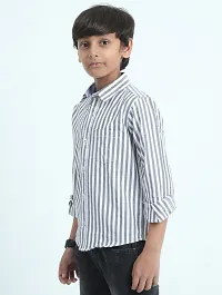 Stylish Black Color Cotton Striped Shirt For Boys-thumb3