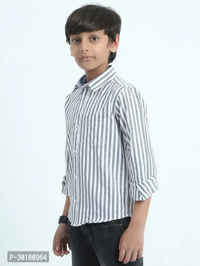 Stylish Black Color Cotton Striped Shirt For Boys-thumb4