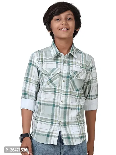 Stylish Multicoloured Cotton Checked Double Pocket Shirts For Boys-thumb0