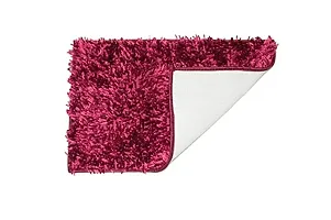 DOZIAZ Polyester Shaggy Door mat for Hall, Kitchens, Bedroom, Living Room and Cabins (2 Size 40x60cm or 16x24inches  45 * 75cm or 18 * 28inches) (16 * 24 Inches, Maroon)-thumb2