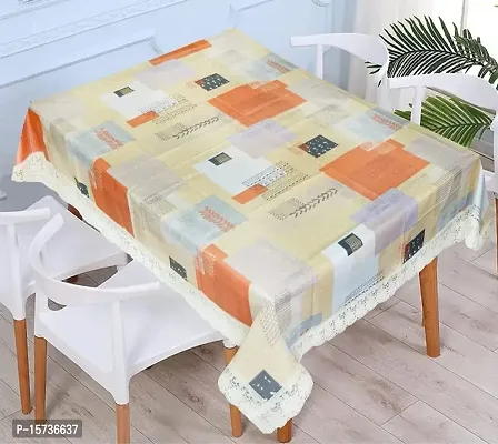 DOZIAZ Premium Center PVC Table Cover Rectangle Waterproof Multi Color  Design (Size 40 * 60 Inch, 150 * 100cm) (Orange Beige)