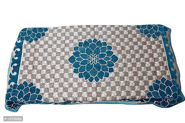 DOZIAZ Phulkari Design Velvet Table Cover/Table Cloth Heat Resistant Table Cover| Pack of 1 || 36 x 54 Inches || FIROZI Colour.