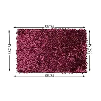 DOZIAZ Polyester Shaggy Door mat for Hall, Kitchens, Bedroom, Living Room and Cabins (2 Size 40x60cm or 16x24inches  45 * 75cm or 18 * 28inches) (16 * 24 Inches, Maroon)-thumb1