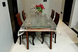 DOZIAZ Pearl Design Clear PVC Sheet Waterproof Dining Table Cover Transparent PVC Plastic Cover with Embroidered Exclusive Silver Colour Border 40 x 60 Inches (Small).-thumb2