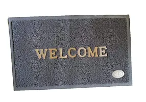 DOZIAZ Printed Welcome Door Mat|Strong PVC Material  Solid Print|Anti-Skid  Water Proof | Multicolour Option| Size Small 16 * 24 Inches  Medium 18 * 28 Inches (16 * 24 Inches, Grey)-thumb1