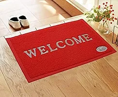 DOZIAZ Printed Welcome Doormat| Strong PVC Material  Anti-Skid Rubber Back  Waterproof | (Size Small 16 * 24 Inches) _Pack of 02 (Red  Blue)-thumb1