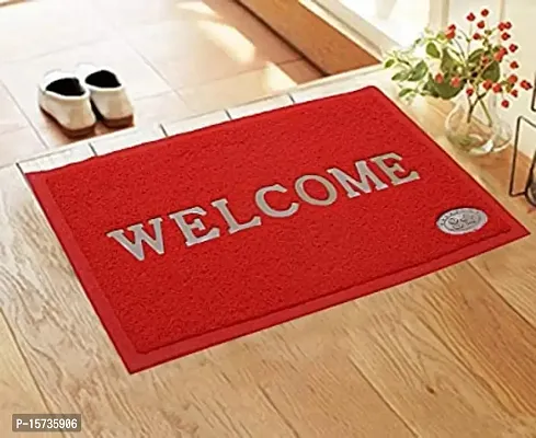 DOZIAZ Printed Welcome Doormat| Strong PVC Material  Anti-Skid Rubber Back  Waterproof | (Size Small 16 * 24 Inches) _Pack of 02 (Red  Blue)-thumb2