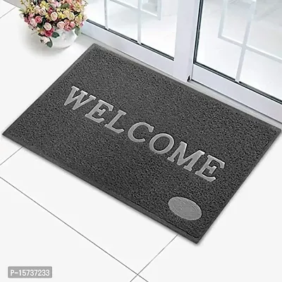 DOZIAZ Printed Welcome Door Mat|Strong PVC Material  Solid Print|Anti-Skid  Water Proof | Multicolour Option| Size Small 16 * 24 Inches  Medium 18 * 28 Inches (16 * 24 Inches, Grey)