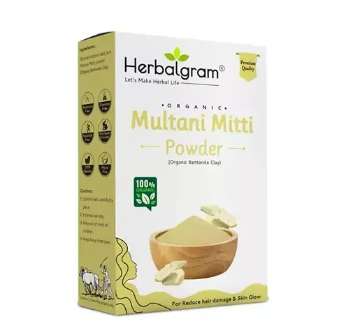 Herbalgram Mitti Powder for face glow and remove dark circle | mitti for face pack and hair care 100g