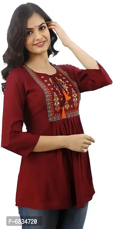 Maroon embroidered top-thumb0