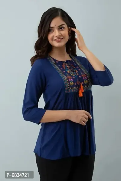 Blue embroidered top-thumb0