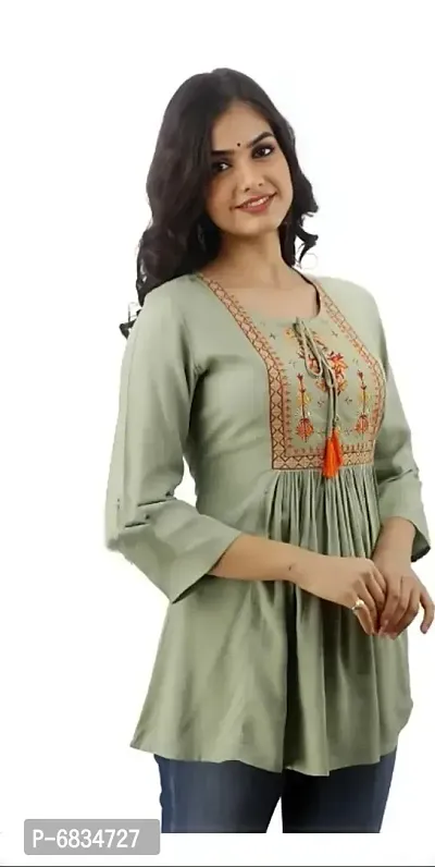 Light green embroidered top-thumb0