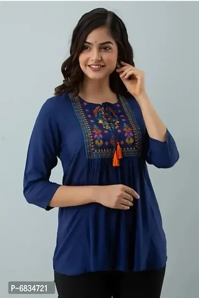 Blue embroidered top-thumb4