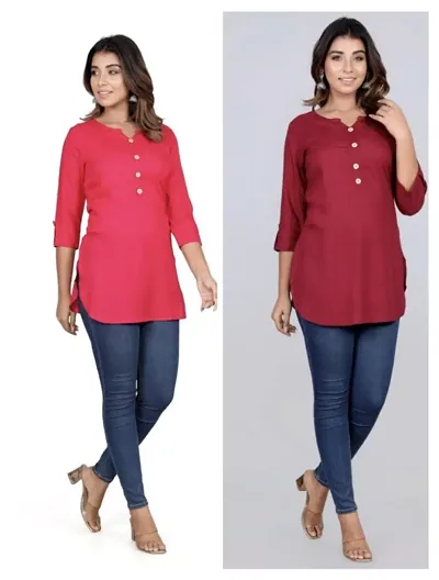 Fancy Rayon Short kurti combo 2