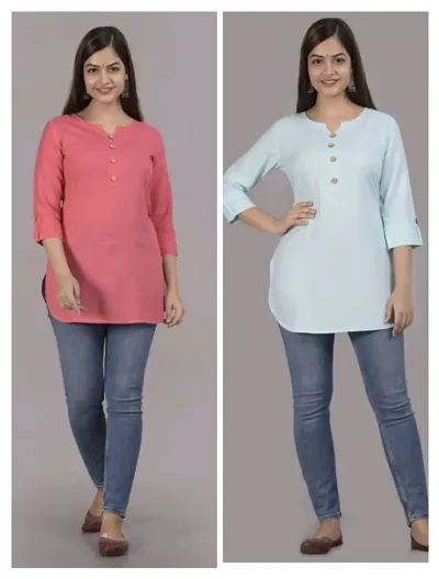 Fancy Rayon Short Kurti combo 2